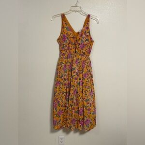 Caroline Constas Dress Women’s Size Small Orange Floral print  Midi Dress NWT